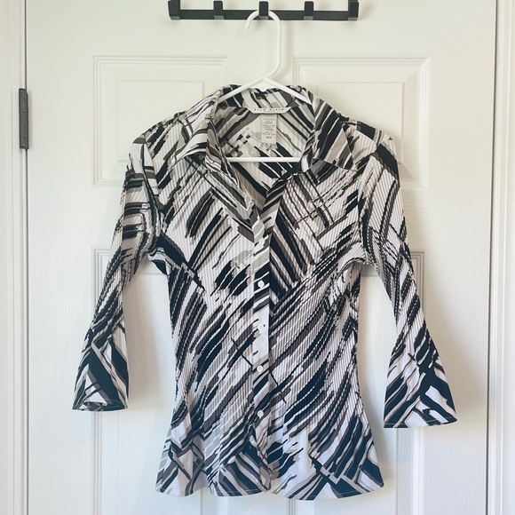 Fred David Stretch Button Down in White, Black, and Grays - Picture 1 of 6